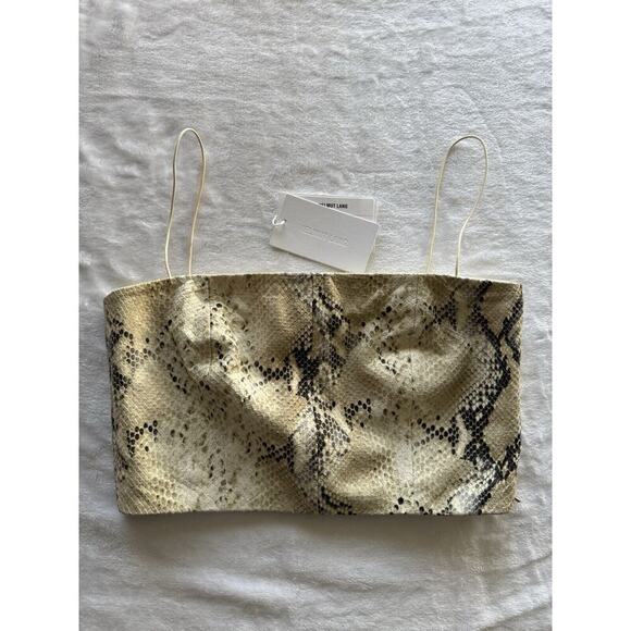 Helmut Lang Python Snake-Embossed Leather Crop Top Beige Color Style N10HW506 - Picture 2 of 12